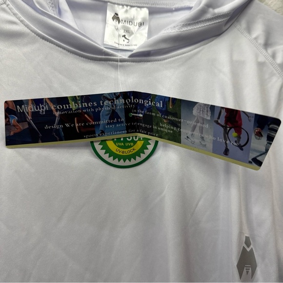 NWT Mens Midubi Exercise Shirt With Sun Protection Long Sleeve Quick White 2XL - Picture 7 of 11